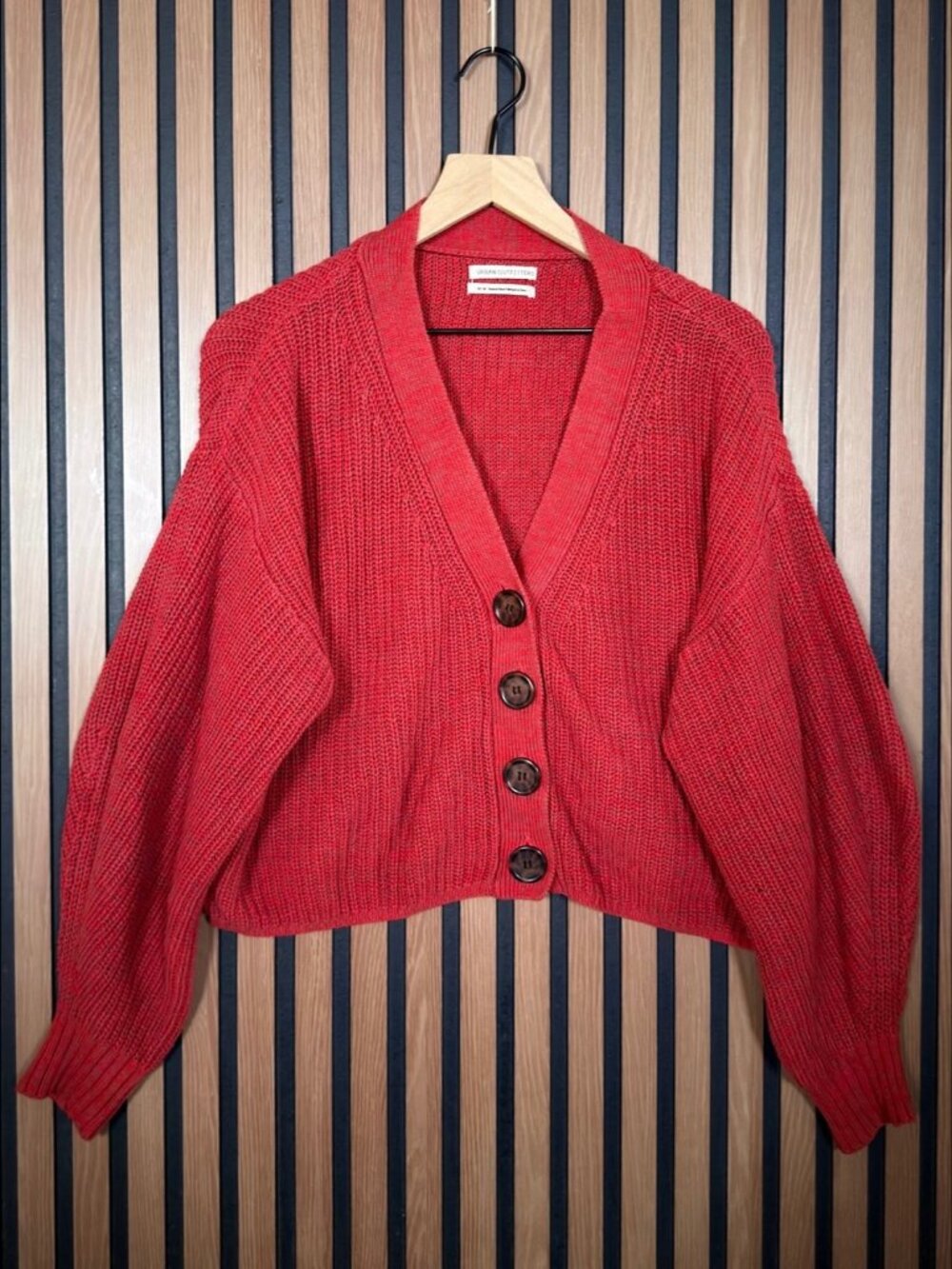 Urban Outfitters Sweater Medium Womens Red Chunky Knit Button Front Cardigan